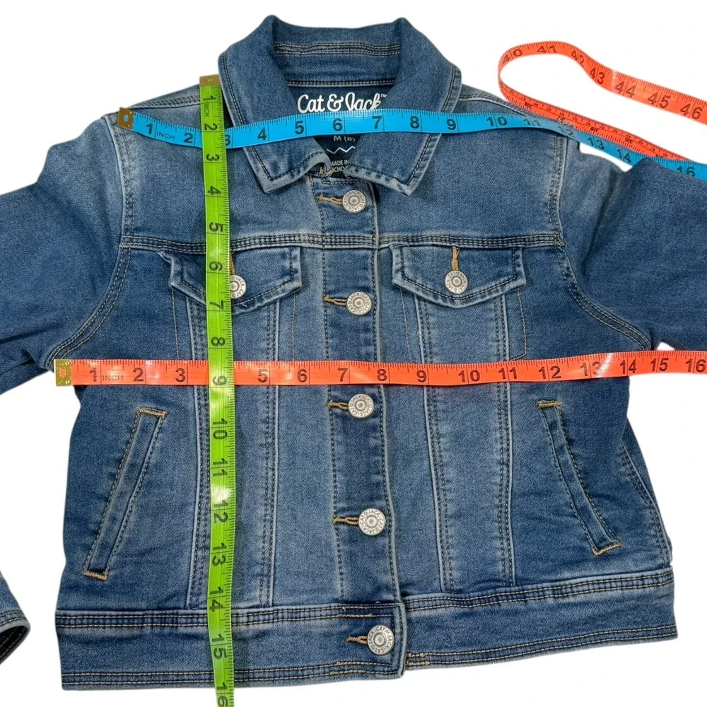 Cat & Jack M 8 Blue Denim Jacket Button Up Classic Western Back to School
